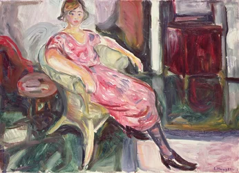 Frau in einem Korbstuhl, 1924-25